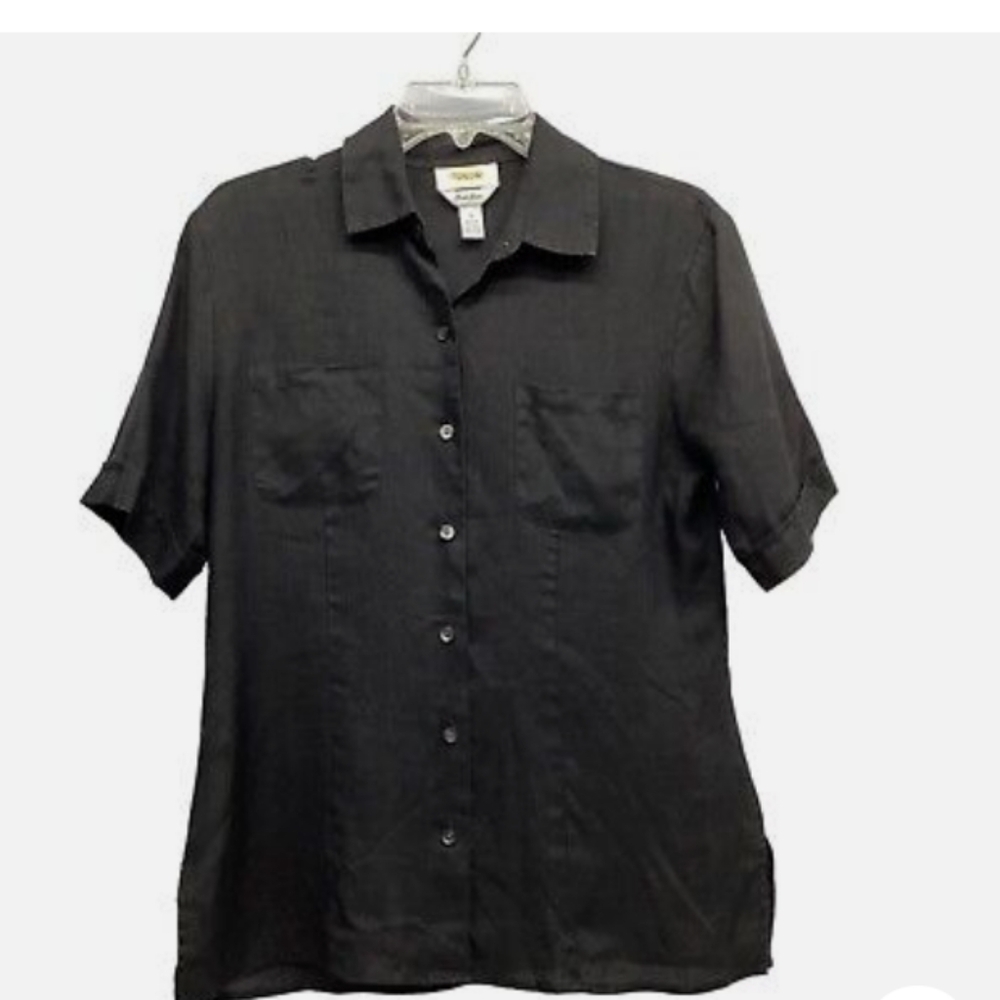 Talbots Black Button Down Shirt - Picture 3 of 4